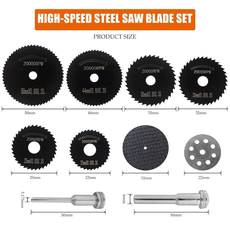 Dremel Cutting Kit with 10 Diamond Wheels EZ545 Blades for Metal Glass and 6 HSS for Wood Plastic - Image 2